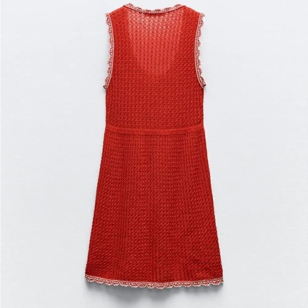 ZARA POINTELLE KNIT MINI DRESS - Picture 6 of 8